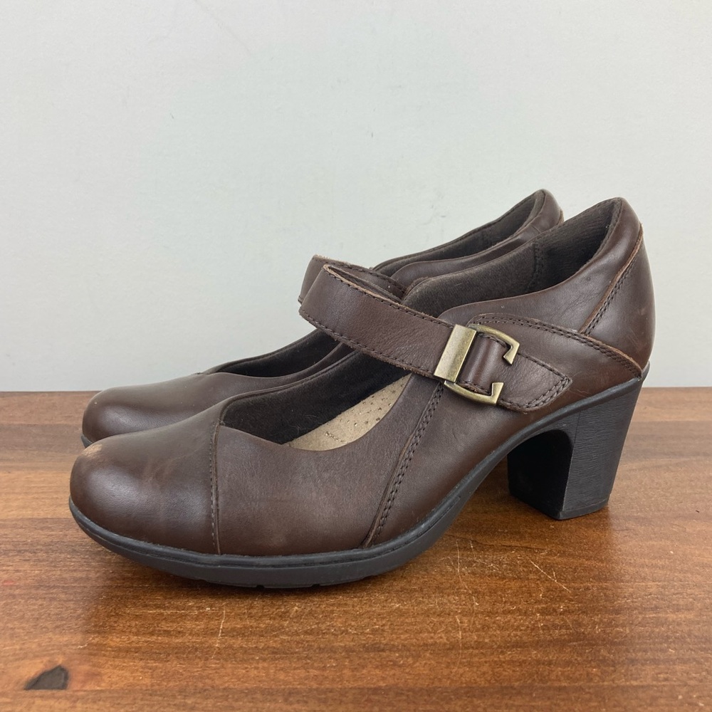 Earth Origins Belle Mary Jane Heels Brown Leather Shoes Pumps Women's Size 7M.
